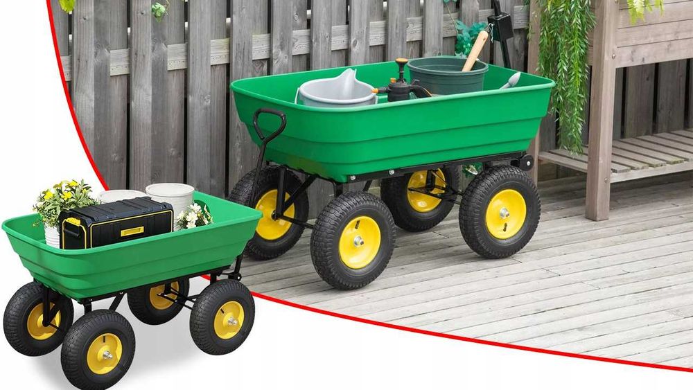 wózek transport ogrodowy wywrotka taczka przyczepka wytrzymała 75l xxl