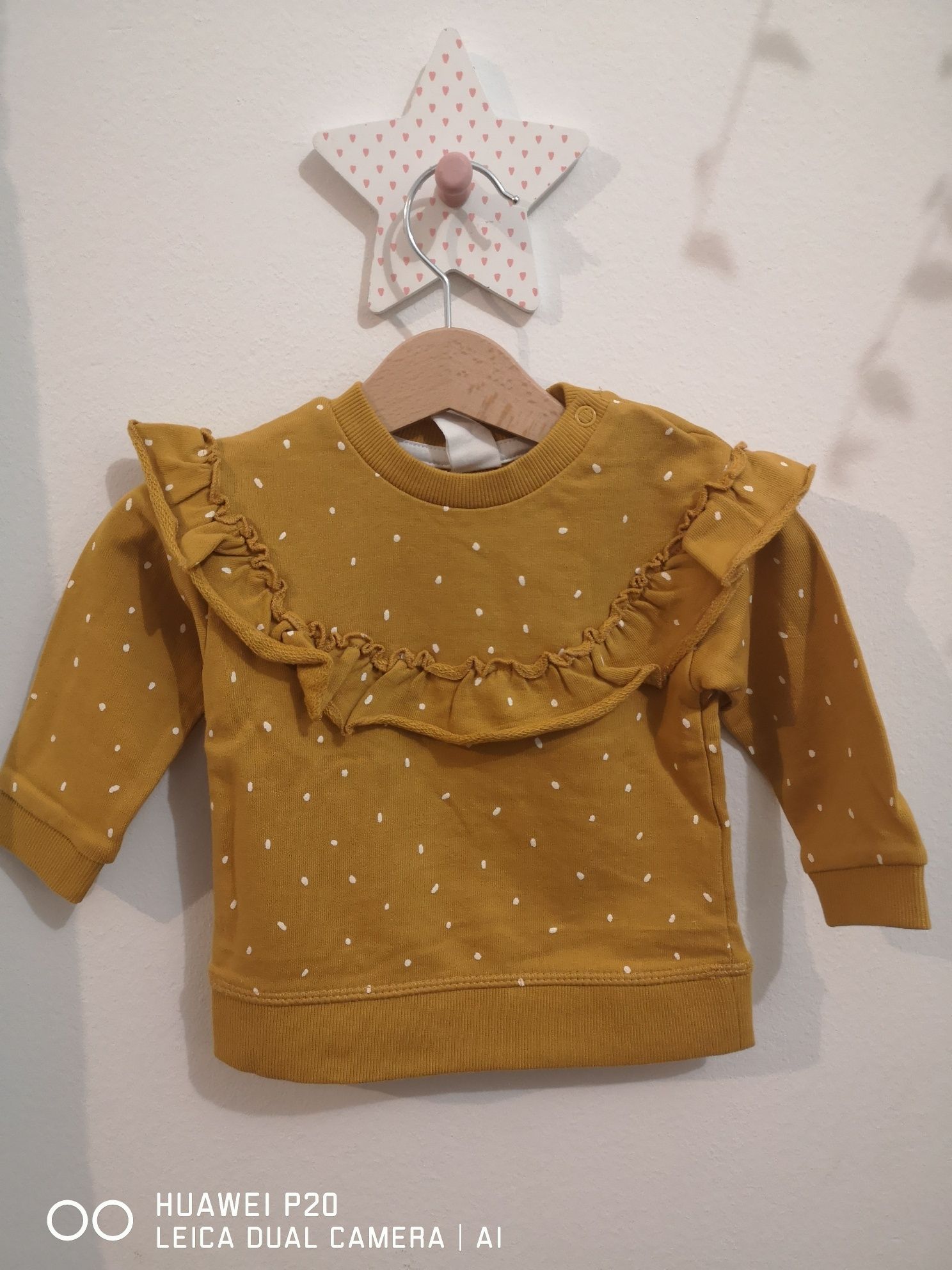 Bluza z falbanka hm  musztardowa