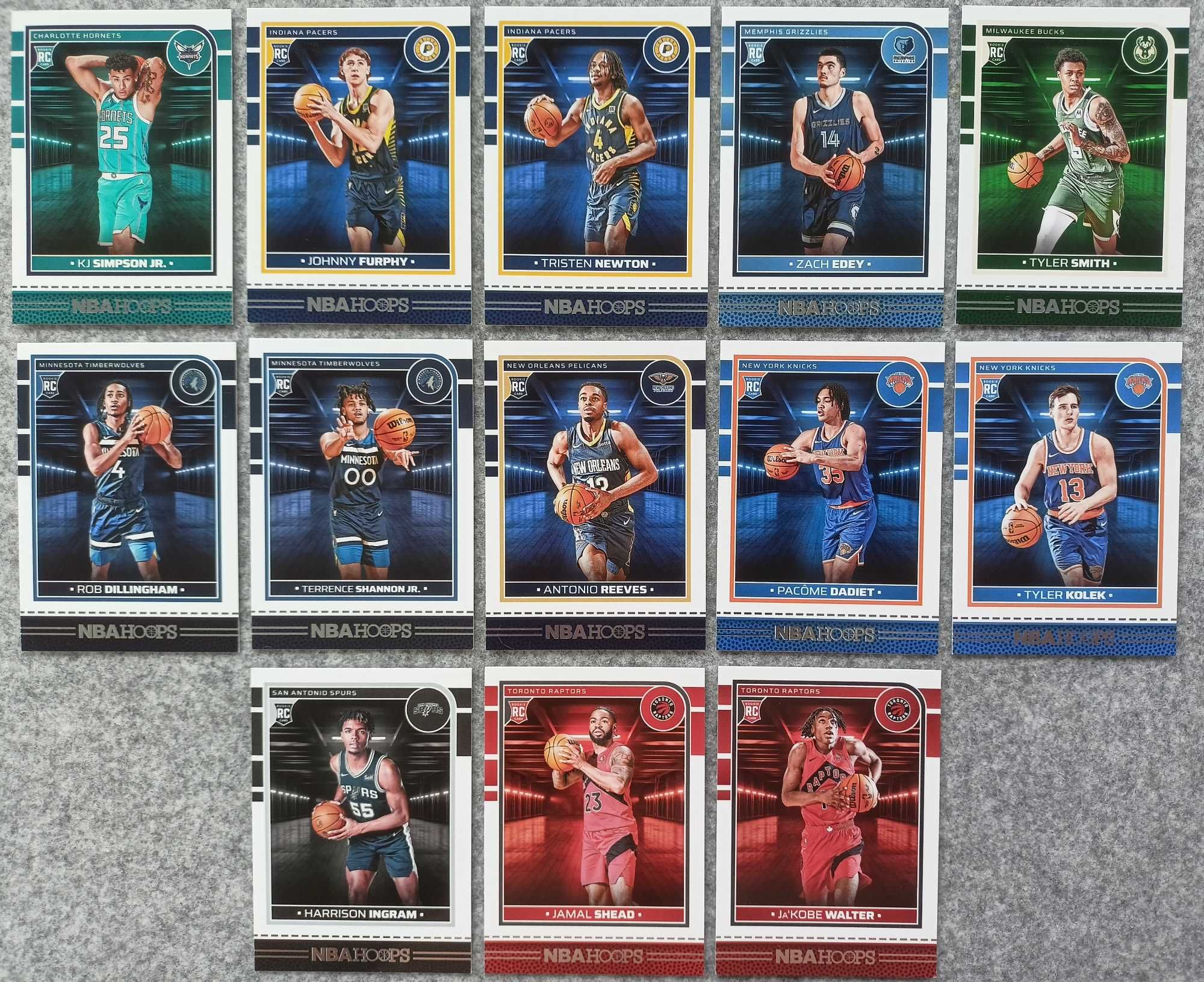13 kart NBA Rookie 2024-25 Hoops Edey Dillingham Shannon Jr