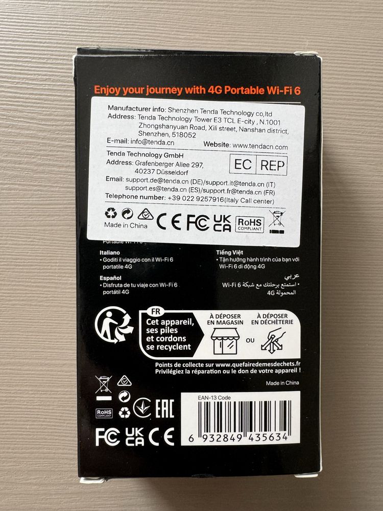 Router mobilny Tenda 4G185 V4.0 – 4G LTE, WiFi 6
