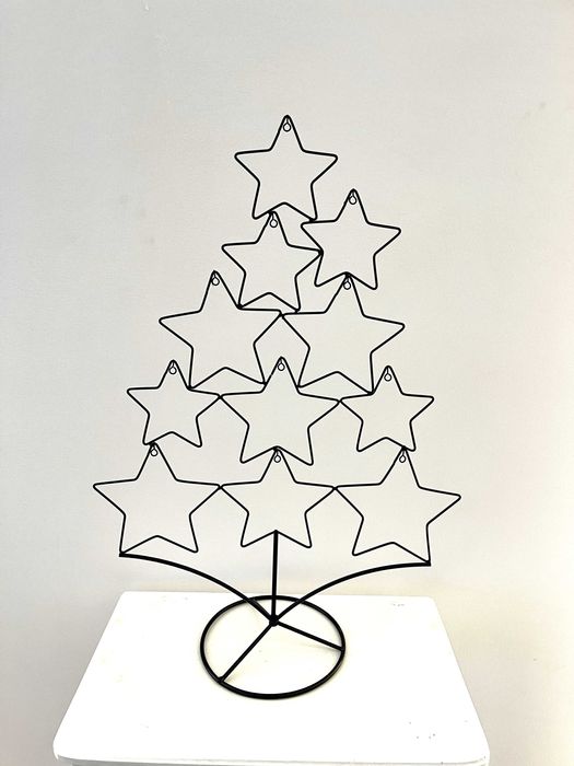 Árvore de Natal com Estrelas em Metal Preto (60cm)