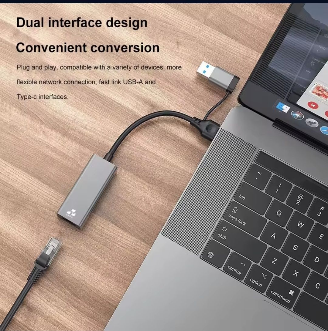 Адаптер  USB Type C - RJ45 Gigabit Realtek 8153 Ethernet Adapter