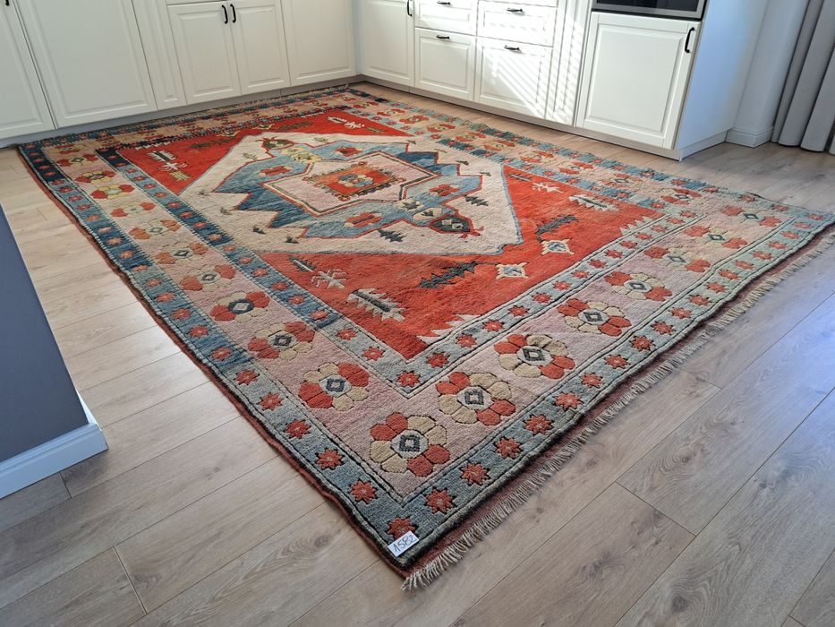 Nispotykany Turecki ręcznie tk. wełniany dywan Kazak 245x360cm nr1582