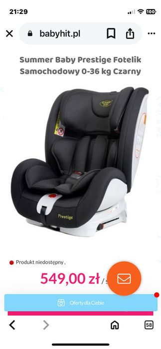 Fotelik samochodowy Sumer Baby Prestige