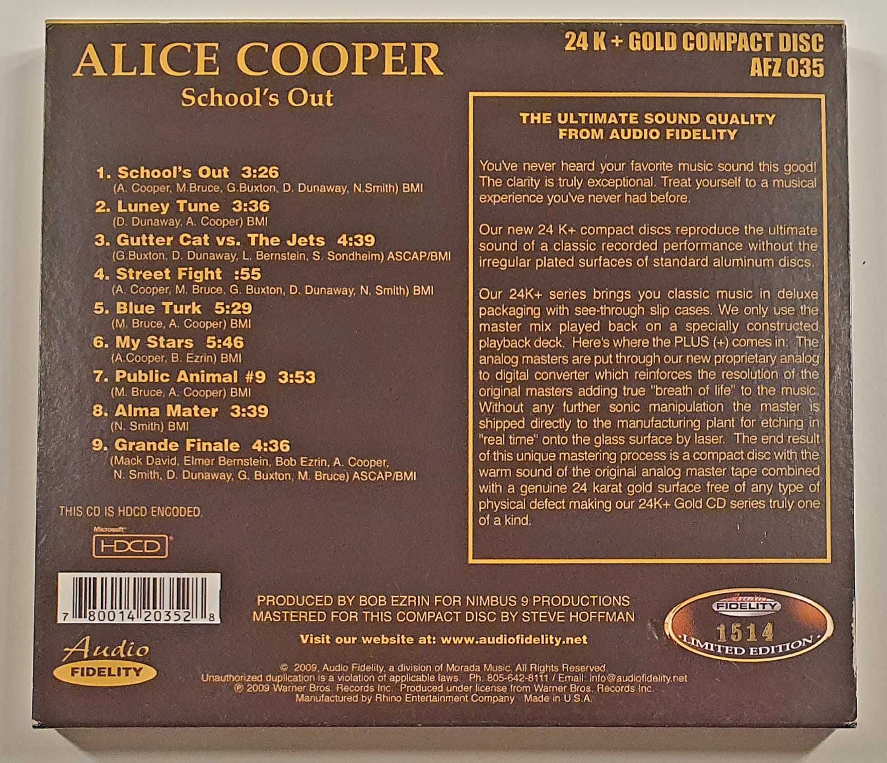 Alice Cooper - School's Out (Audio Fidelity 24kt Ltd)