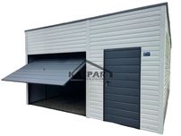 Garaż blaszany 5x6 Brama uchylna + drzwi biały spad w tył  GP120