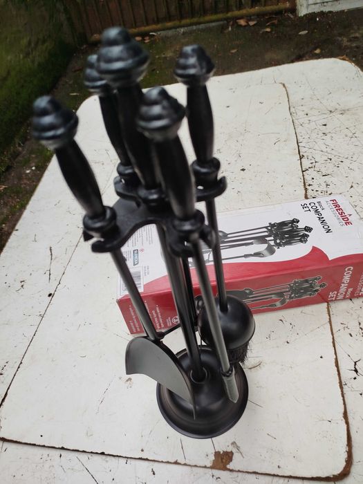Zestaw kominkowy kuty czarny 5 elementów 41 cm