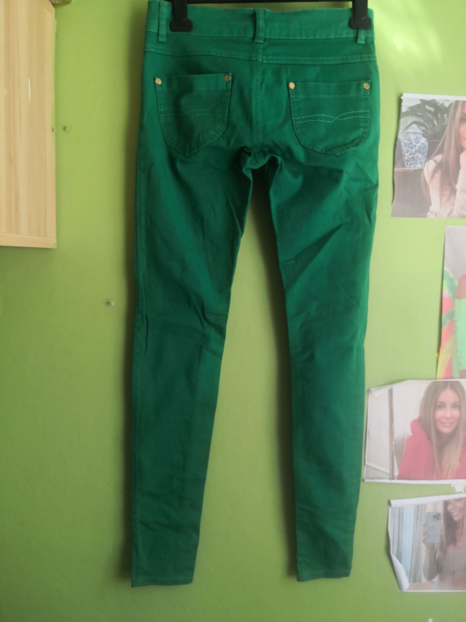 Spodnie rurki Denim zielone S