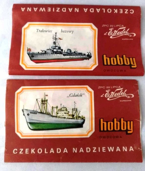 Opakowania po czekoladach Wedel, seria "hobby" PRL