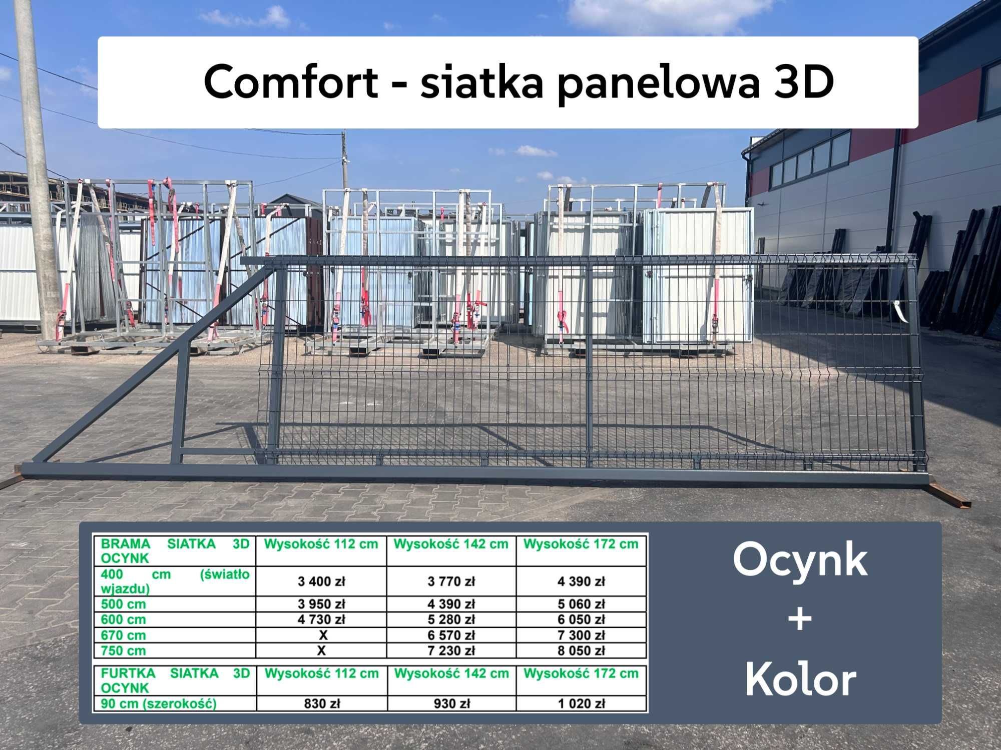 Brama przesuwna z siatką panel 3D 4mx1,5m ocynk PRODUCENT