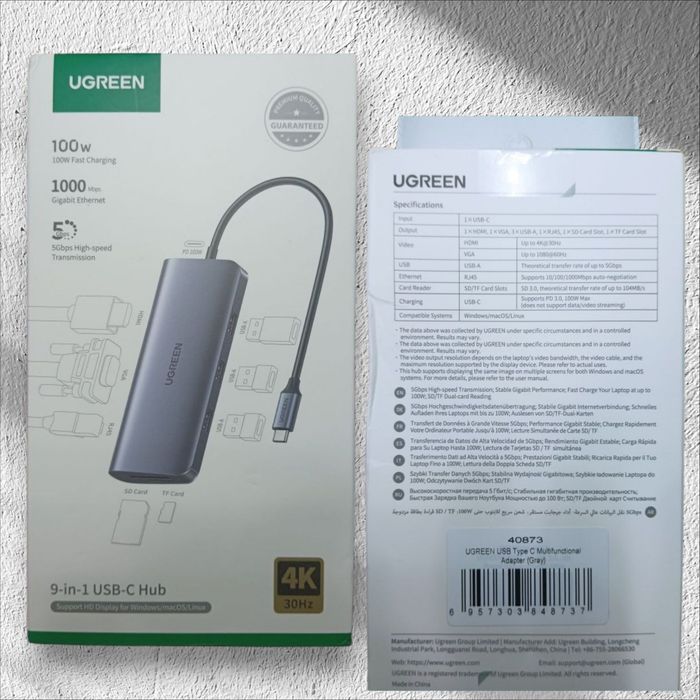 UGREEN 9-in-1 HDMI Ethernet USB-C Hub (40873)