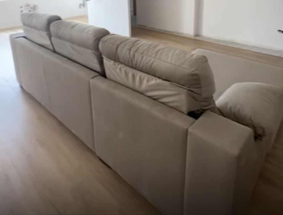 Sofa Chaise Longue - Bege 3 lugares