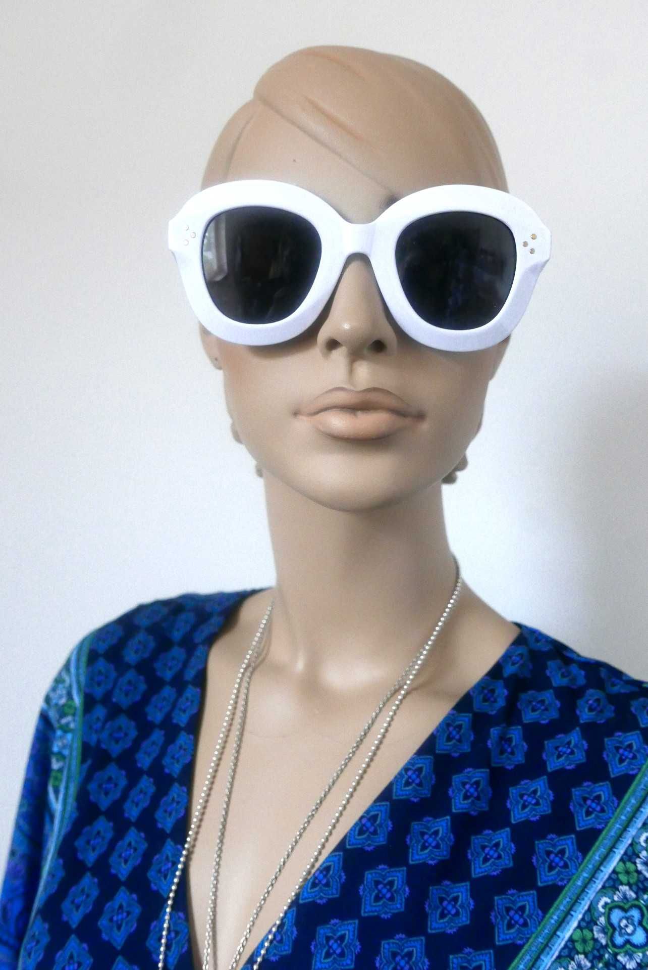 Okulary Przeciwsłoneczne Damskie Białe 400 UV nowe