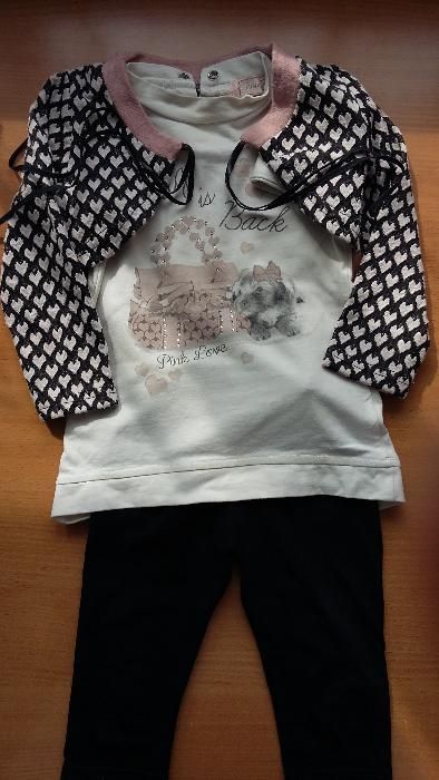 Komplet bluzka-tunika, legginsy, bolerko Pink Love rozm. 80 - 12 mies