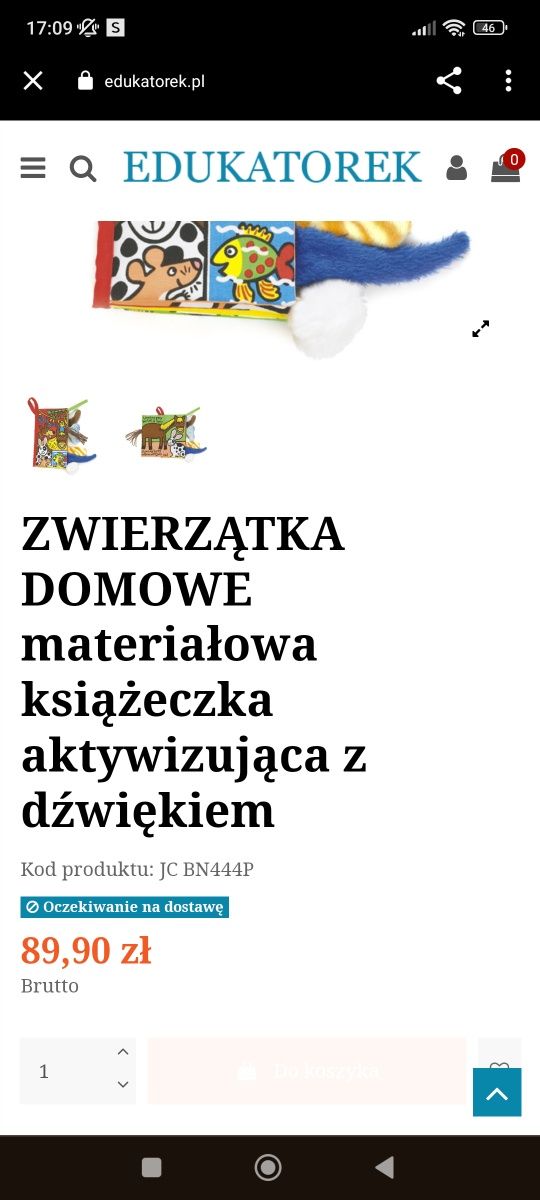 Materiałowa książeczka aktywizująca, zwierzęta domowe, sensoryczna