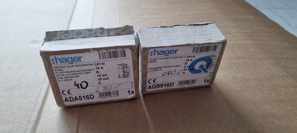 Hager ADX416D ADS916d ADA516D różnicowki