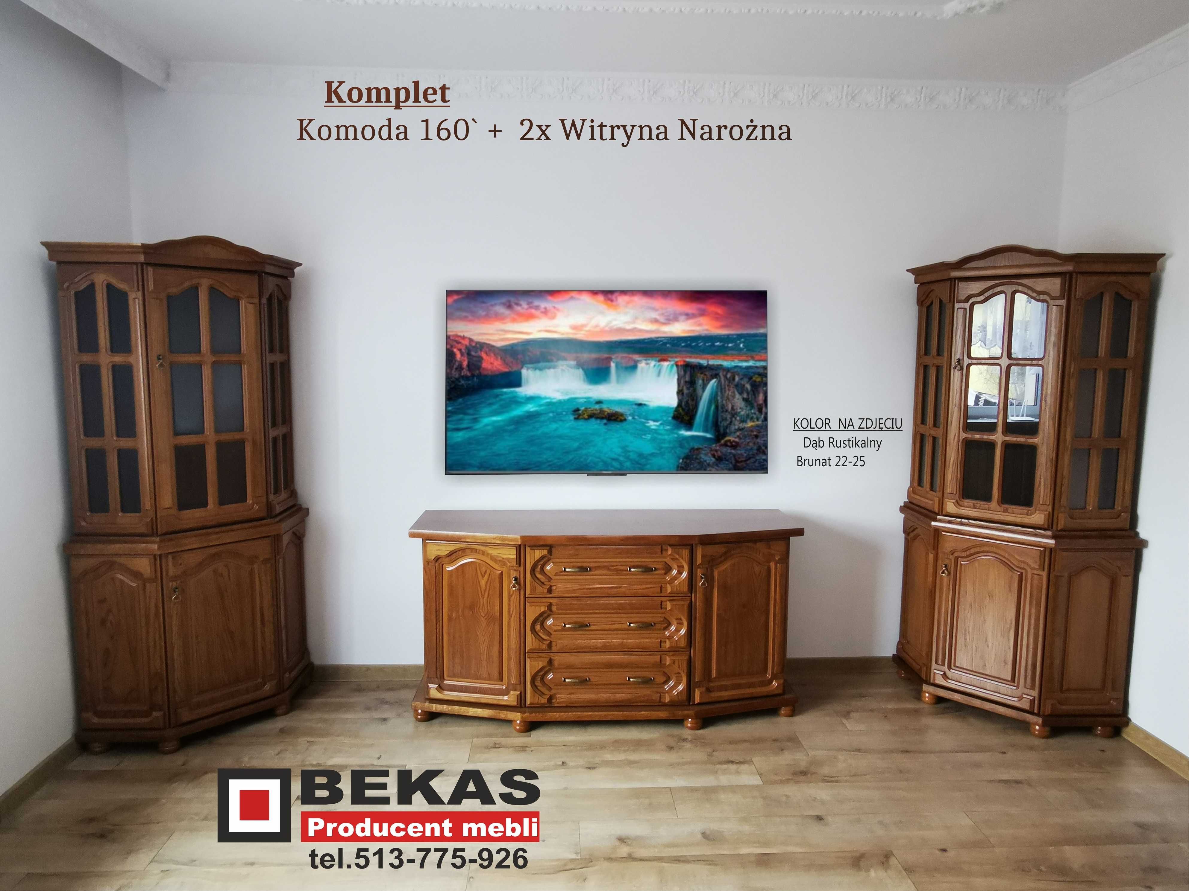 Stylowy Zestaw Dębowy KOMODA 160 + Dwa Narożniki Bekas Producent Mebli
