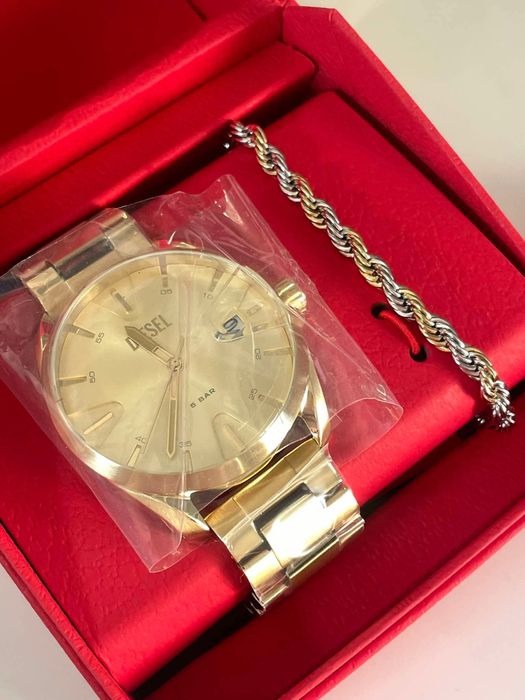 Złoty zegarek Diesel + bransoletka