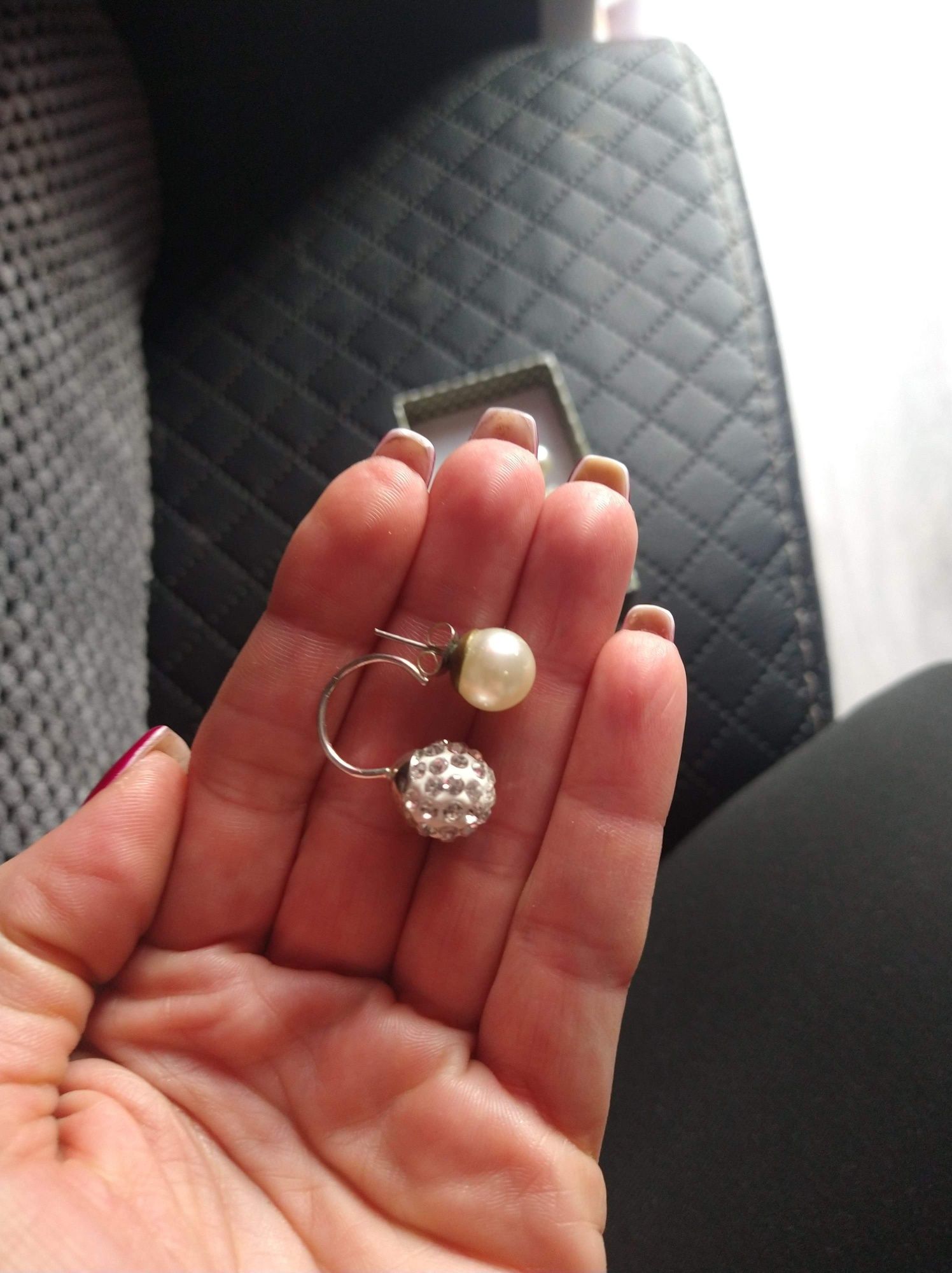 Kolczyki 2 w 1 cyrkonie perły