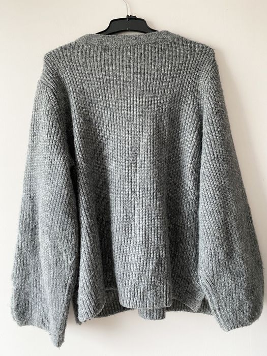 Zara szary rozpinany sweter szerokie rekawy