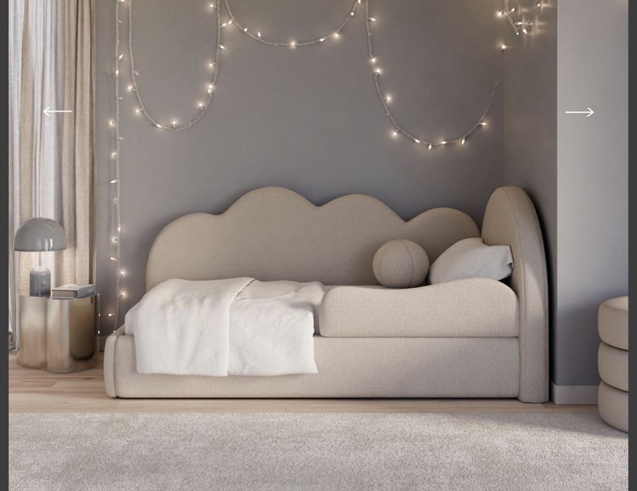 Łóżko dziecięce ecru Zula 140x90 cm pojemnik na pościel barierka