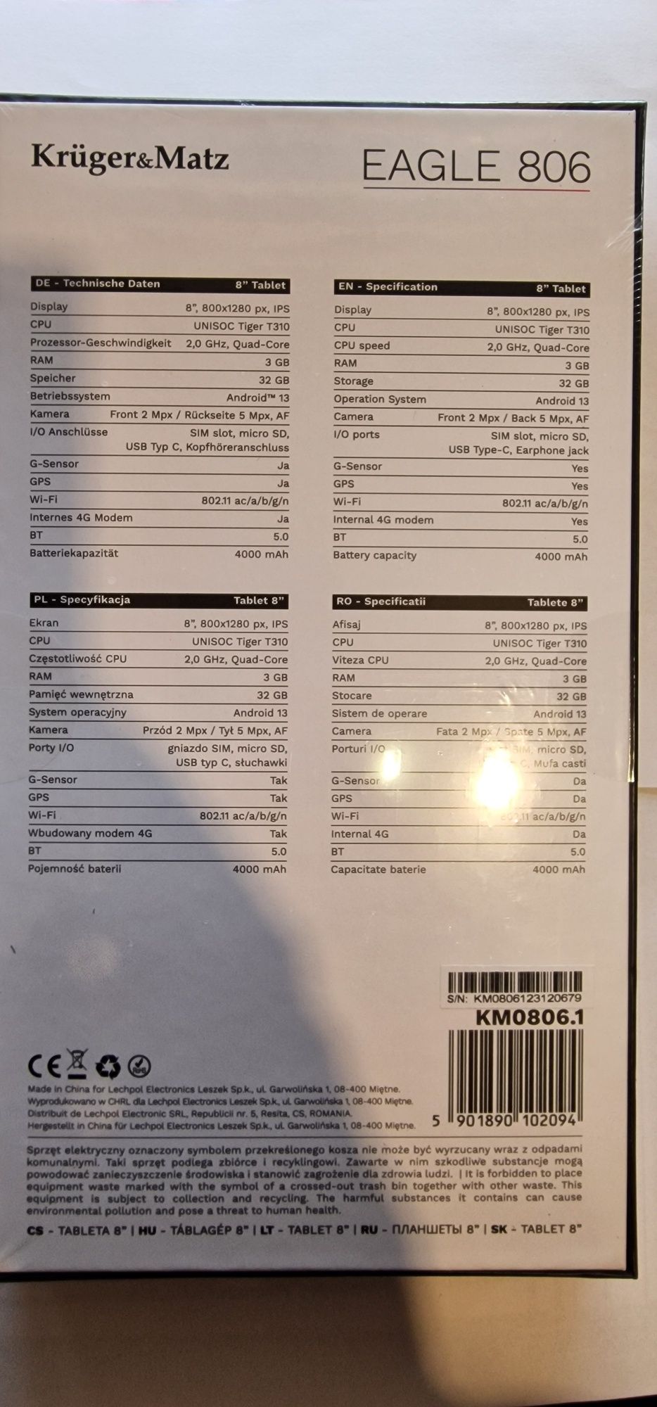 Tablet Kruger Matz EAGLE 806 8" nowy sim prezent komunia