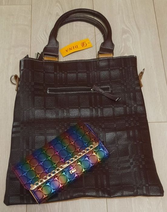 Сумка женская коричневая + клач