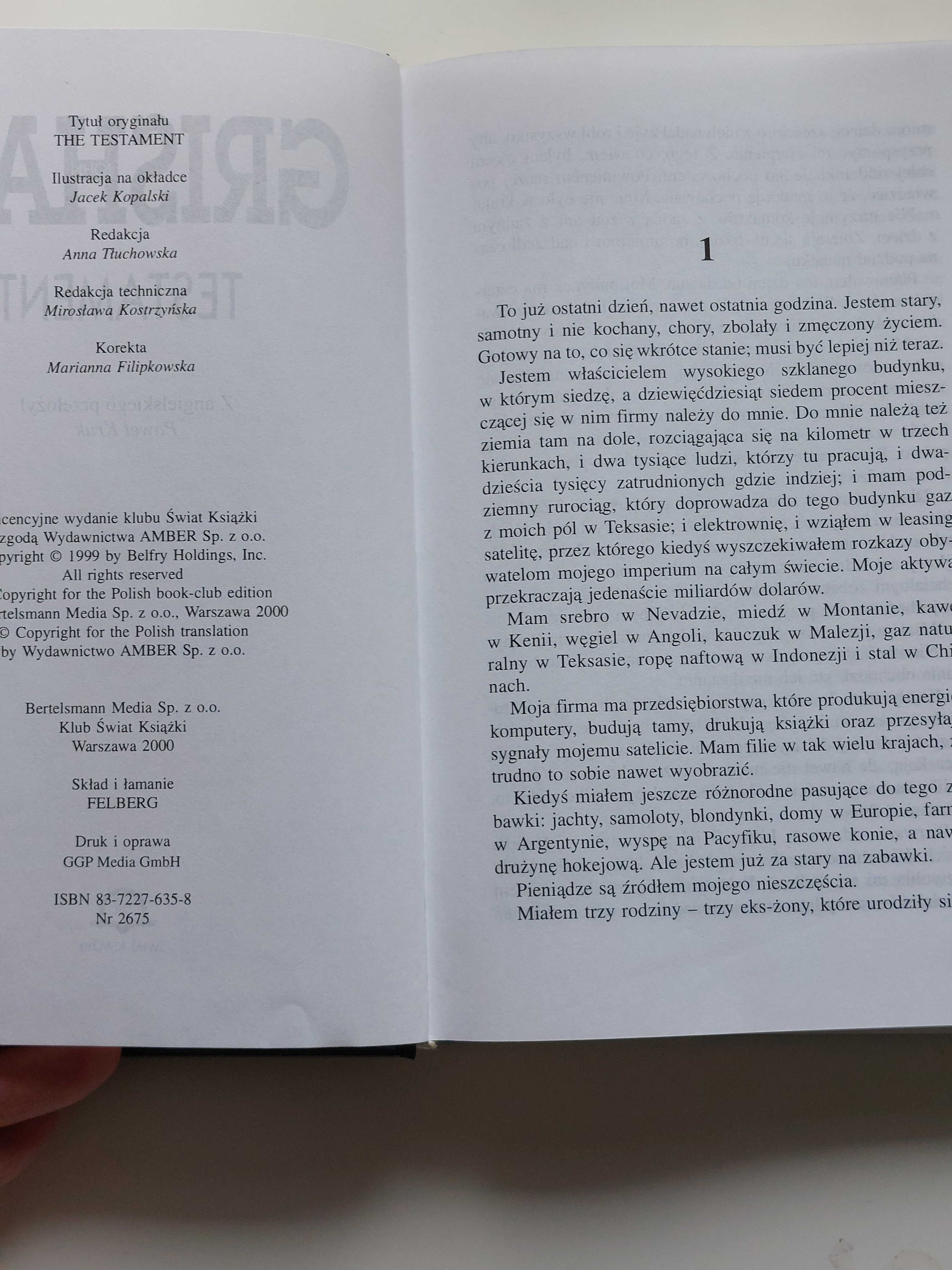 Książka John Grisham Testament