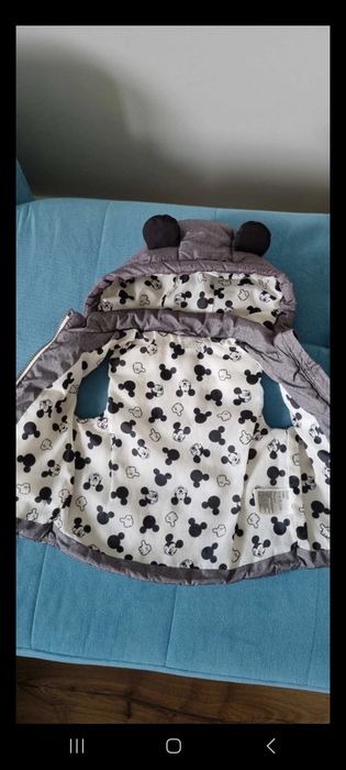 Kamizelka ciepła bezrękawnik H&M szara 86  Micky Mouse