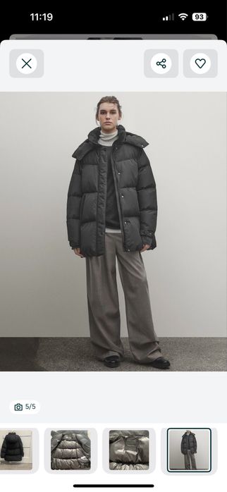 Чорний пуховик Massimo Dutti