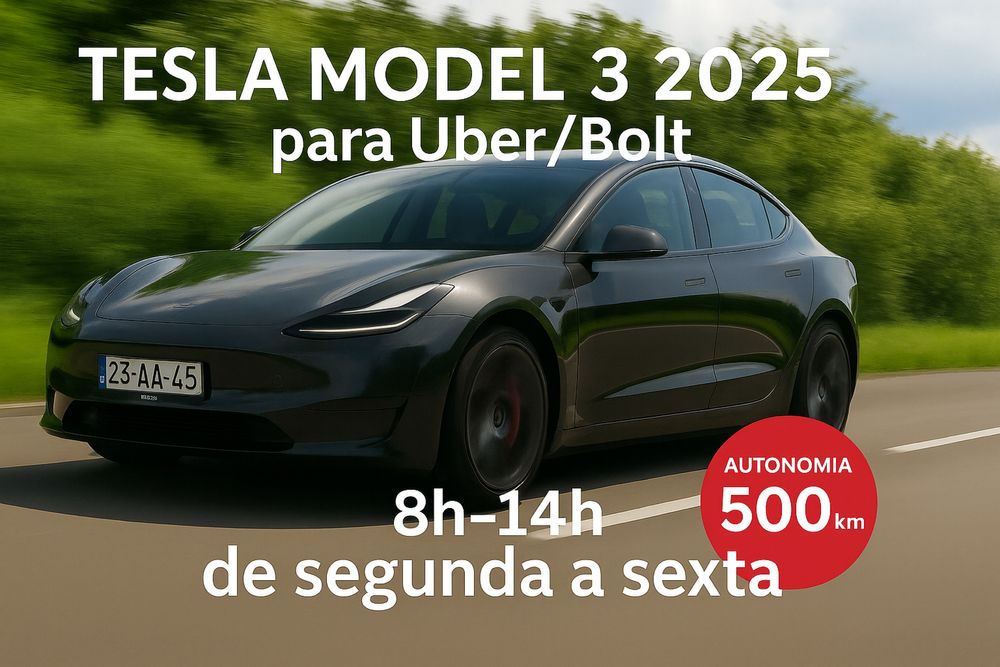 Aluguer Tesla Model 3 2025 pela MANHÃ para TVDE, plataformas UBER/BOLT