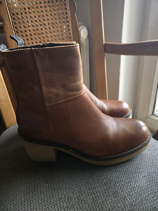 Botki skórzane brązowe