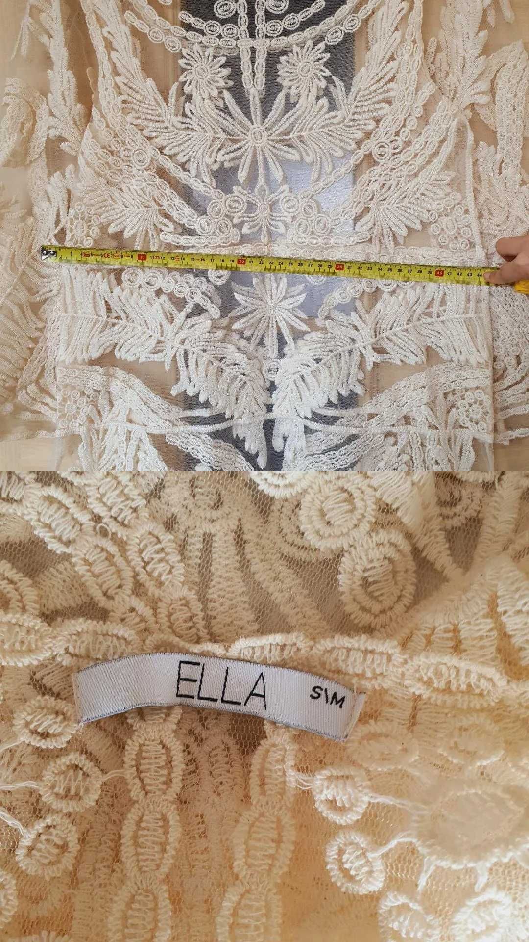 ELLA – Letni długi tunika plażowa na szydełku, S-M