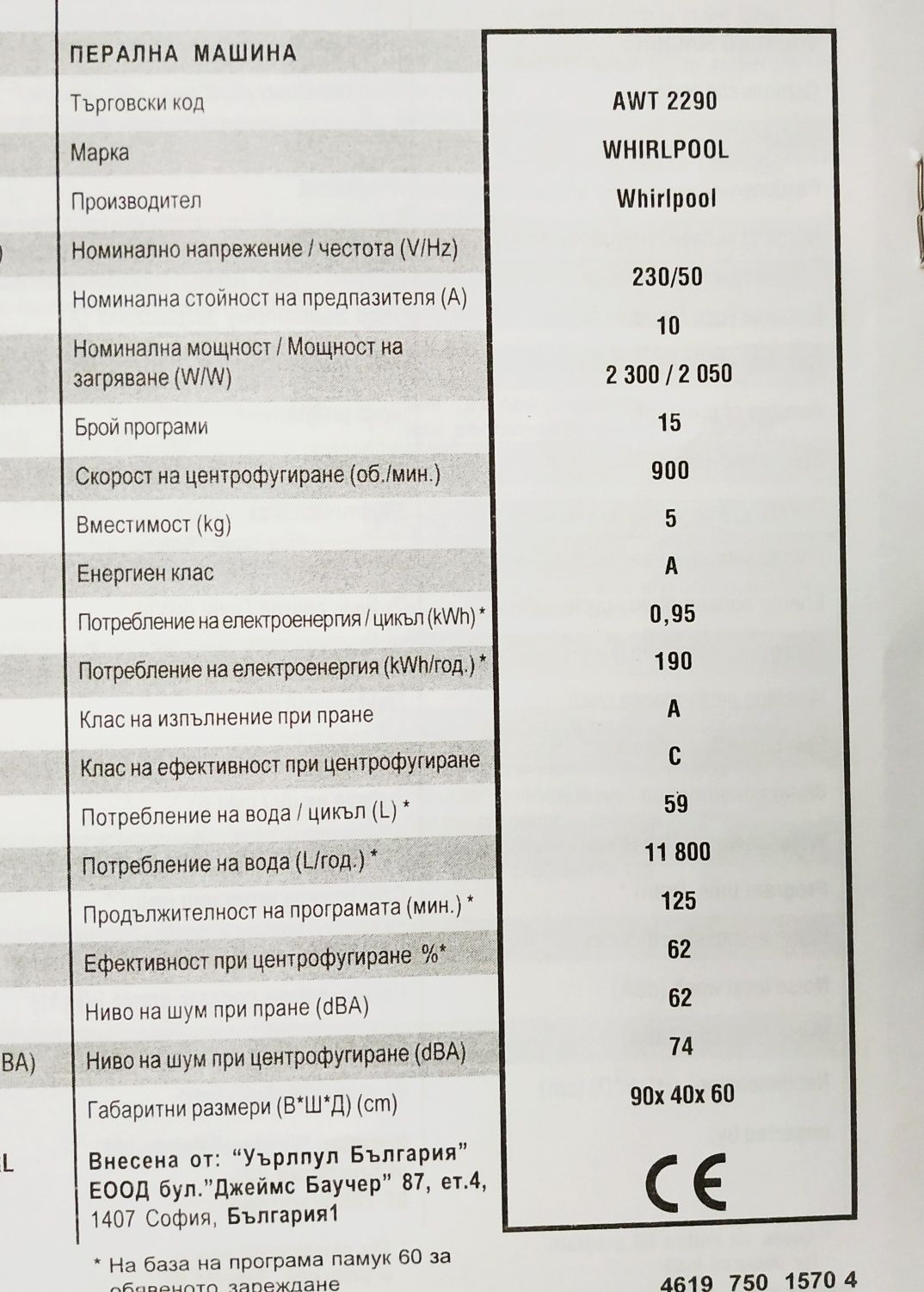 Стиральная машина Whirlpool AWT2290.Под восстановление или на запчасти