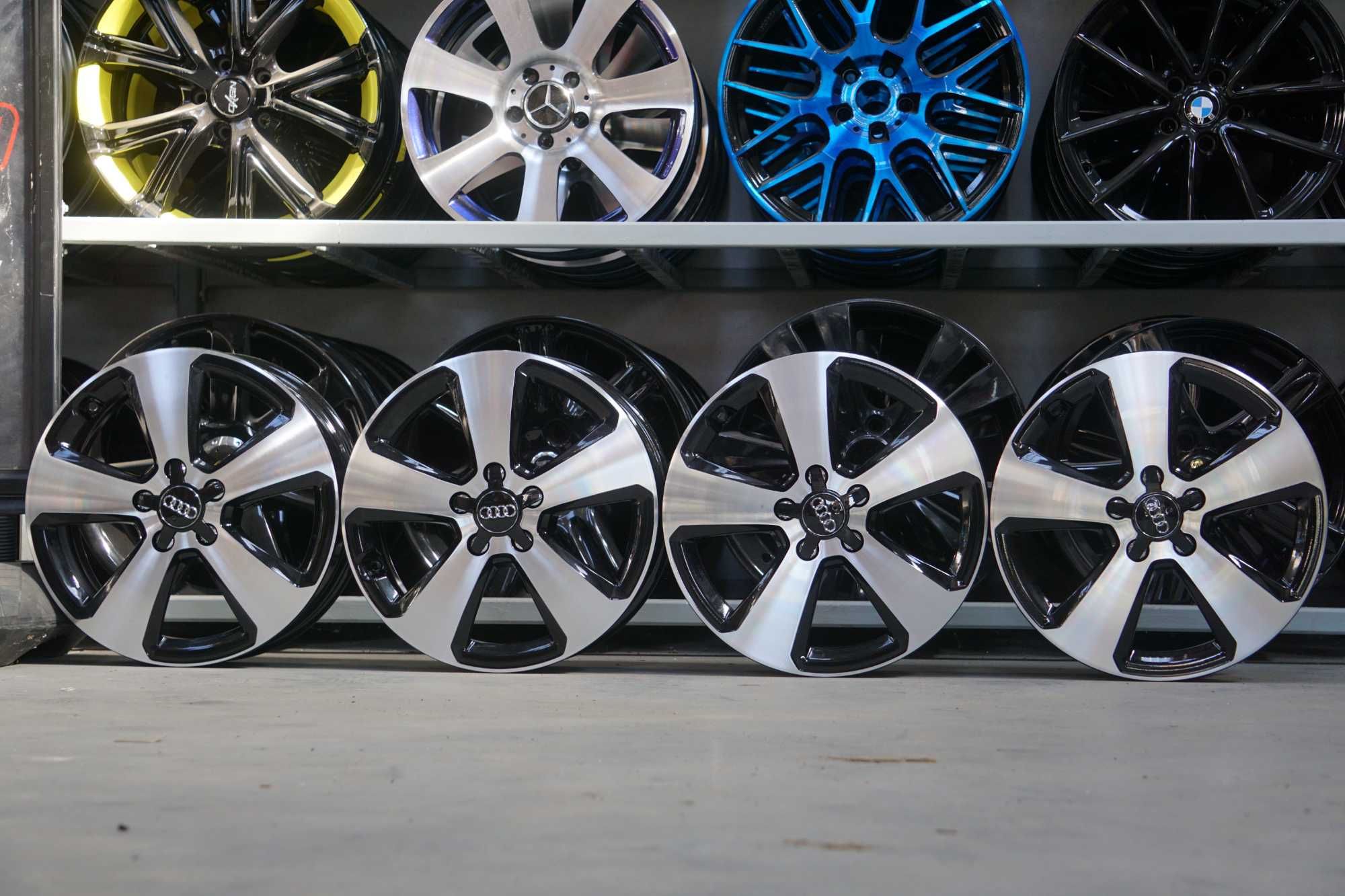 Alufelgi Audi 6Jx17" et48 5x112 cb57,1mm czarne i cnc, duzy dekiel