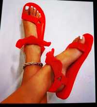 Czerwone sandały damskie 38