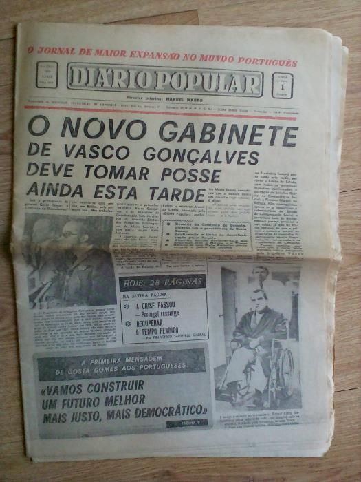 Jornal Diario Popular de 1 de Outubro de 1974