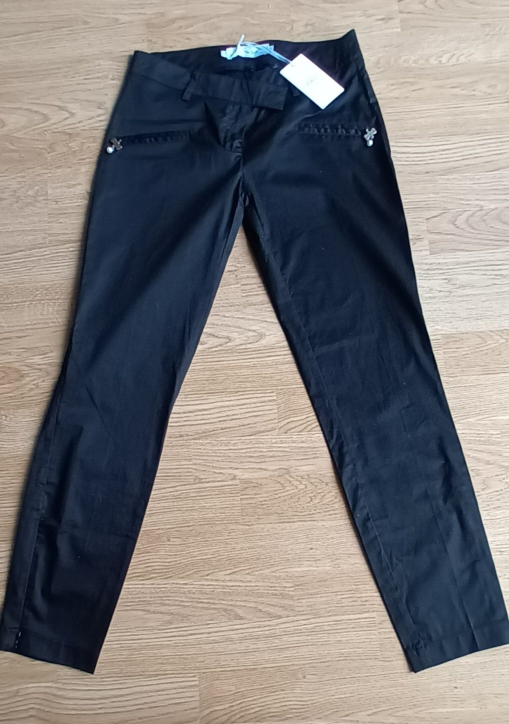Wloskie spodnie materialowe czarne cristinaeffe  m