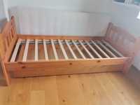 Łóżko drewniane Firma  Litdrew 80x180 + stelaż +szuflada + barierki