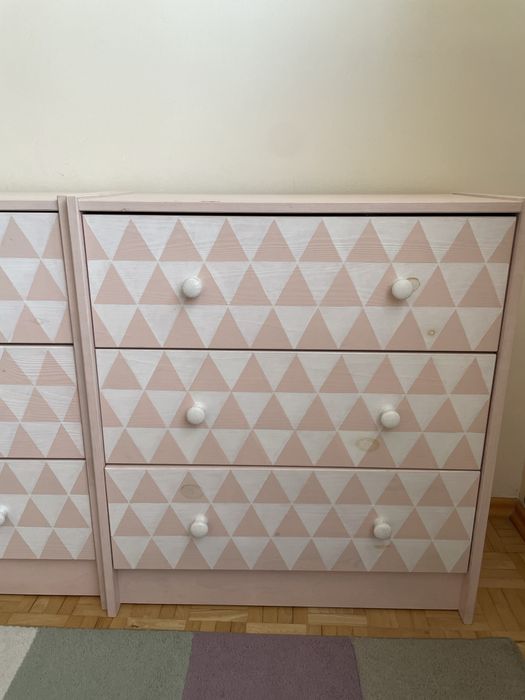 Komoda Ikea Rast rozowo-biala 2szt