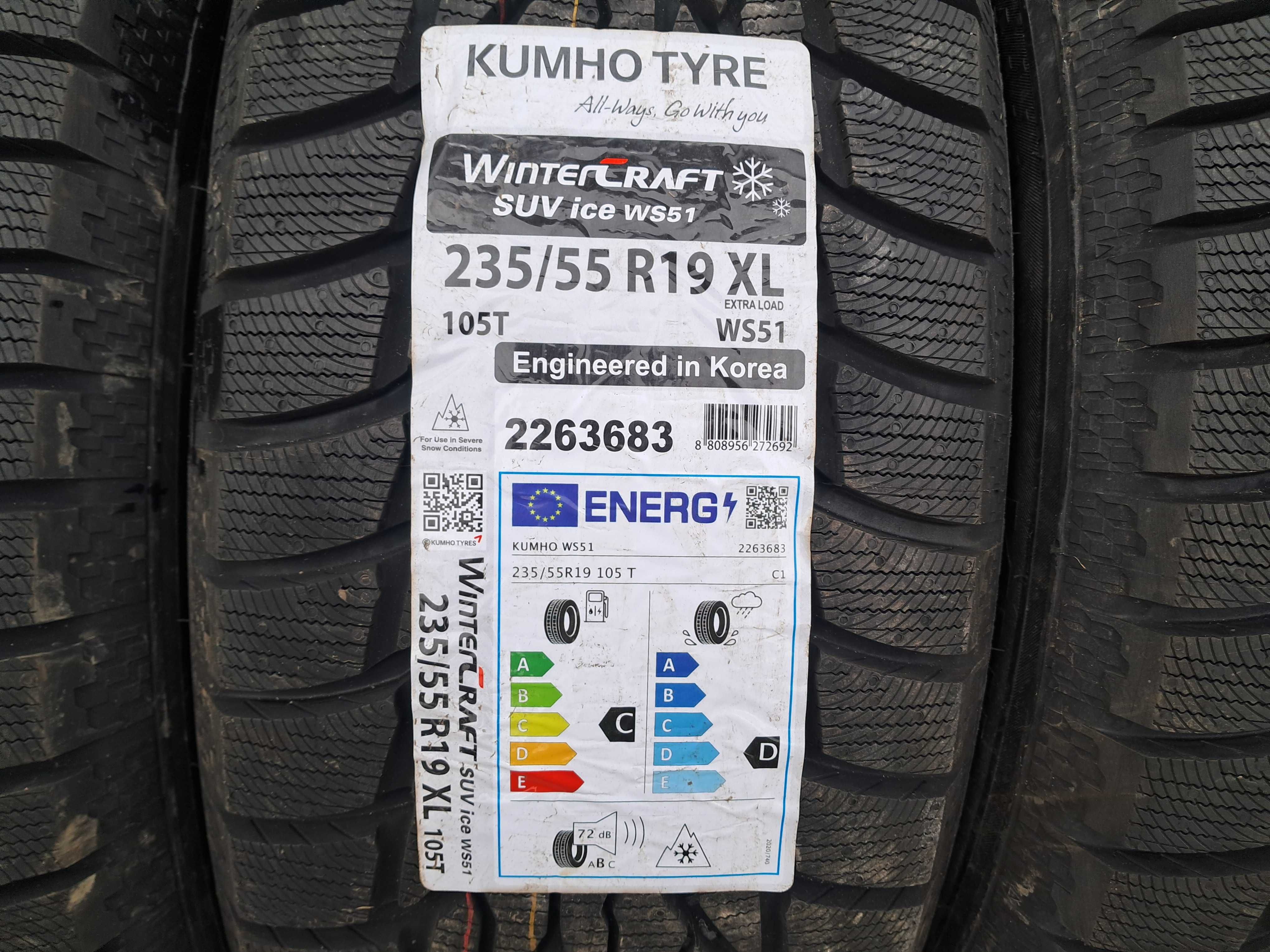 Резина зима НОВА Kumho 235/55 R19 Wintercraft SUV Ice WS51
