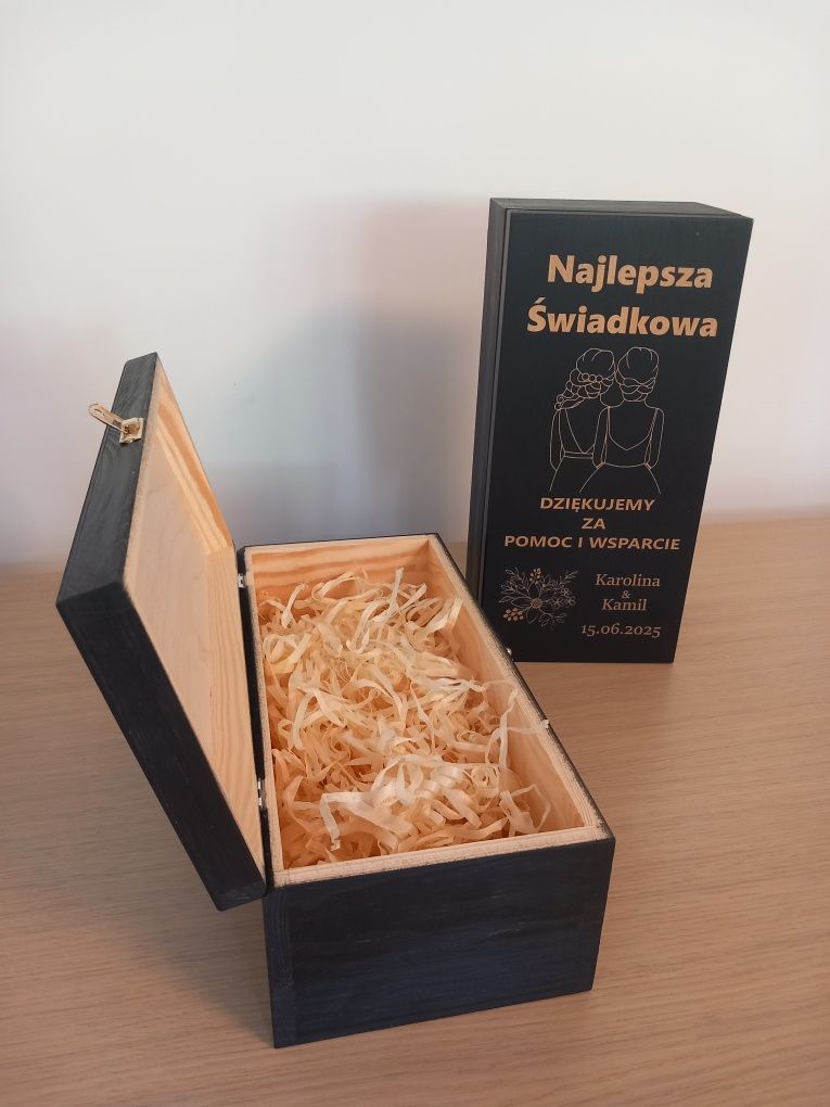 Podziękowanie dla świadków  2 x pudelko na whisky czarne ślub wesele