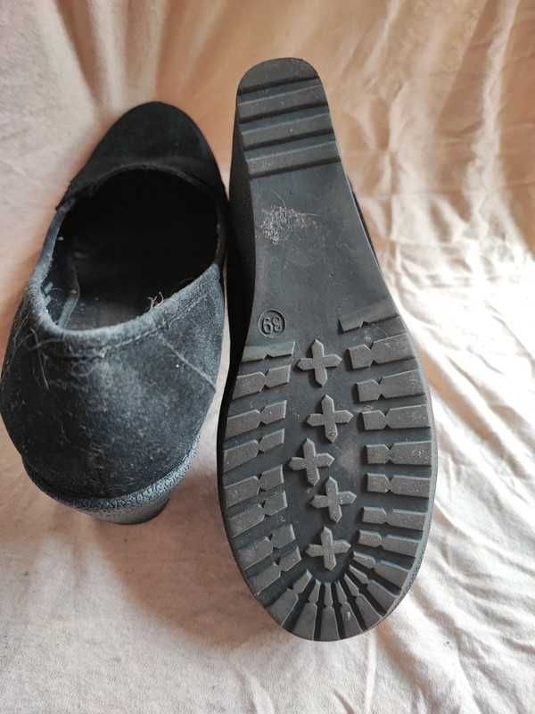 Buty koturny czarne F&F rozmiar 39, mokasyny na koturnie