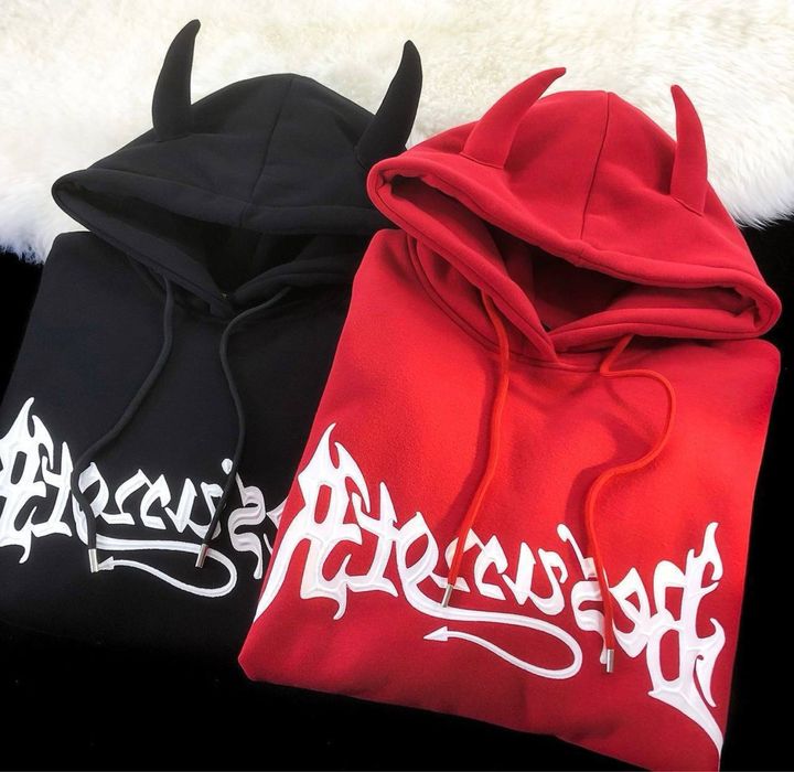 Тепле худи з рожками • Парные худи с принтом • Купить кофту с принтом