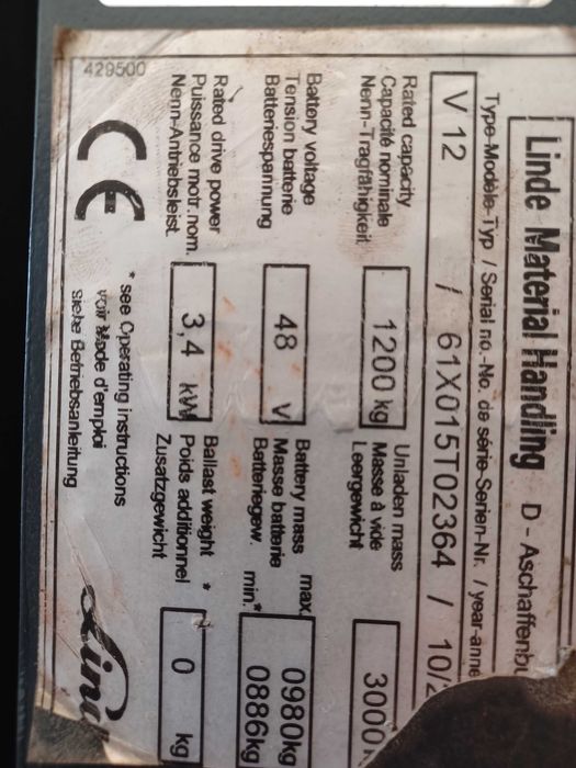 Wózek widłowy LINDE V12