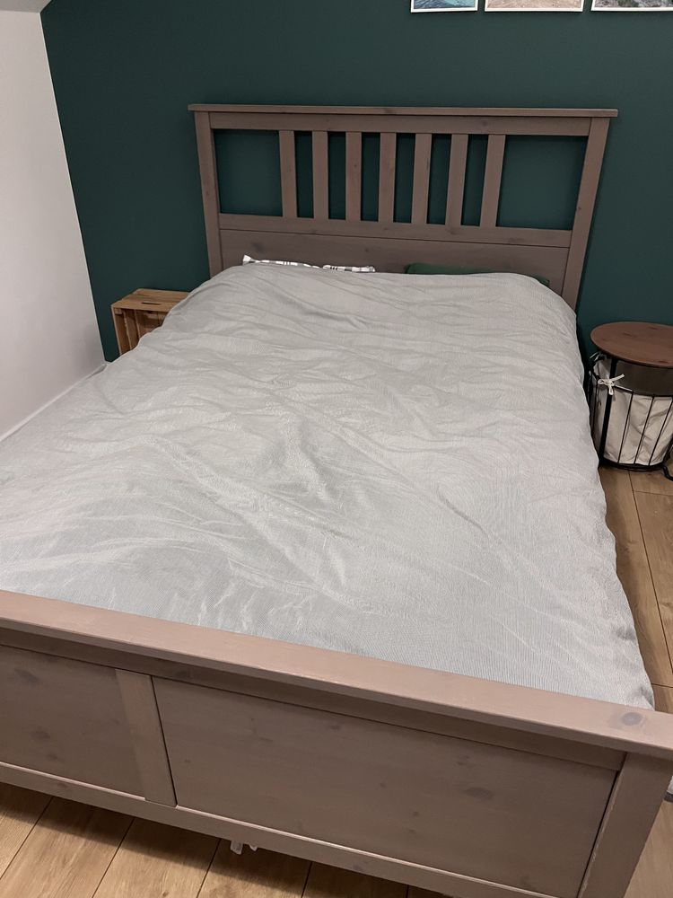 Łóżko 140 Ikea Hemnes, materac, pokrowiec