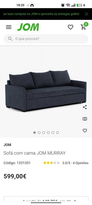 Sofá cama azul como novo