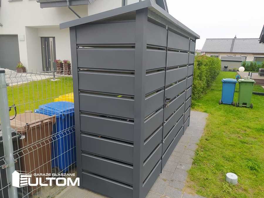 Wiata śmietnikowa blaszana, schowek na pojemniki na śmieci