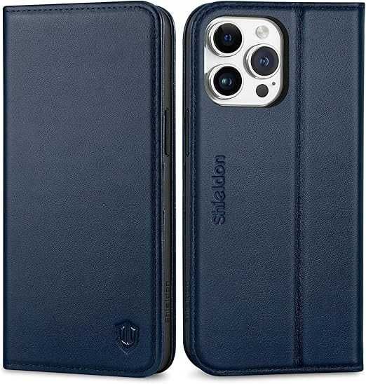 Etui z klapką Shieldon do APPLE IPHONE 15 PRO MAX granatowy