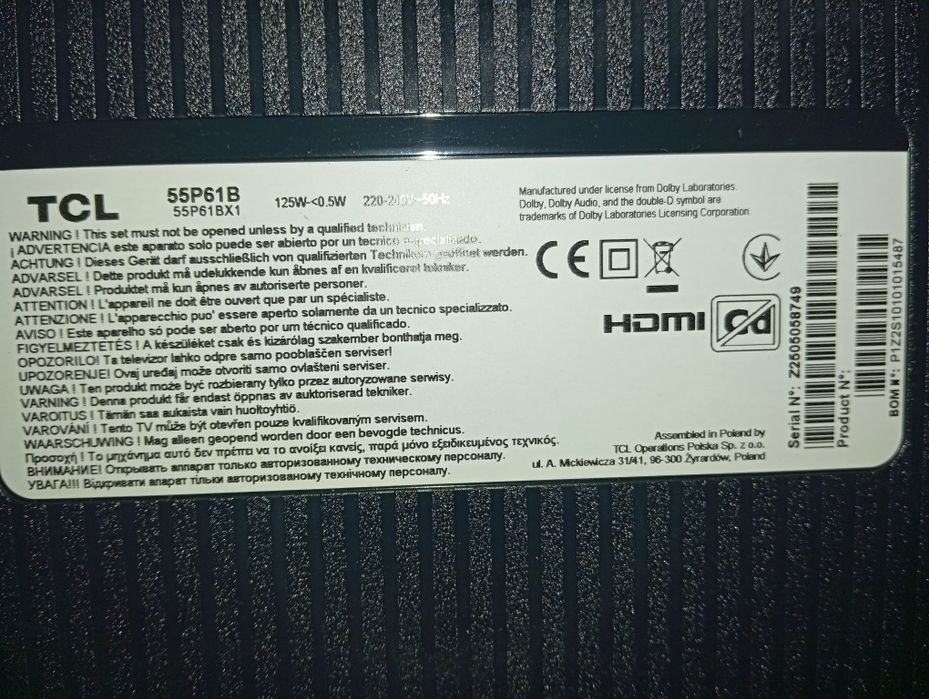 Televisão TCL de 55 polegadas
